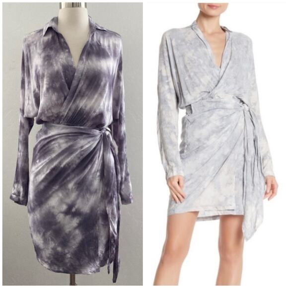 Young Fabulous & Broke Raine Tie-Dye Wrap Mini Dress Elastic Purple Size XS NWT - Picture 1 of 16
